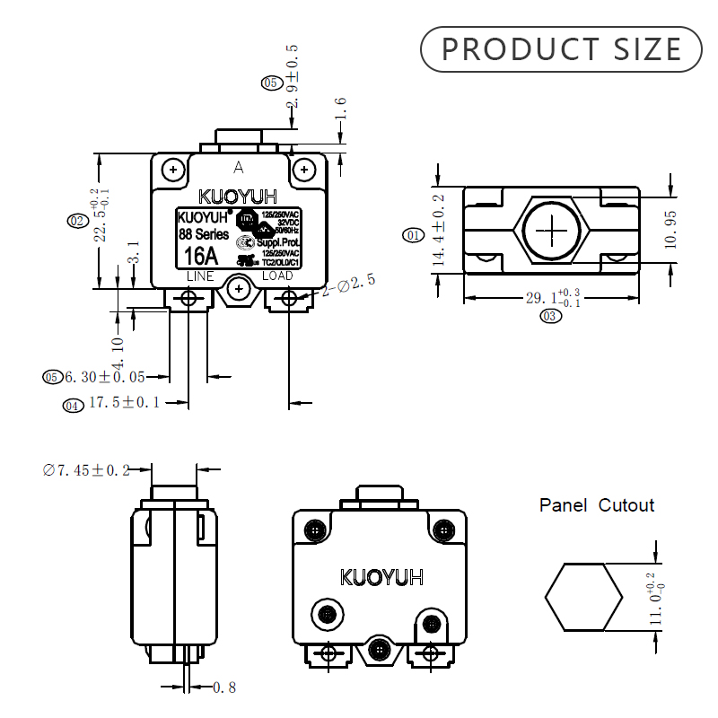 KUOYUH 88 3-30A series Mini Miniature Overload Protector Electrical automatic Circuit Breaker4