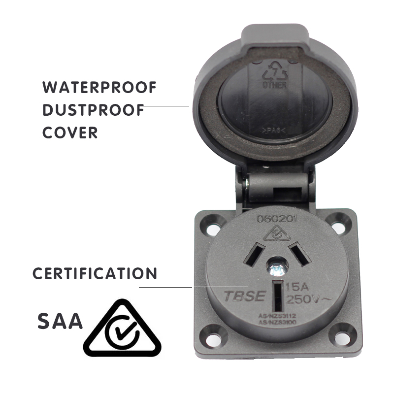 Australian standard SAA waterproof cover socket outlet power socket schuko socket outlet screw in receptacle for UPS2