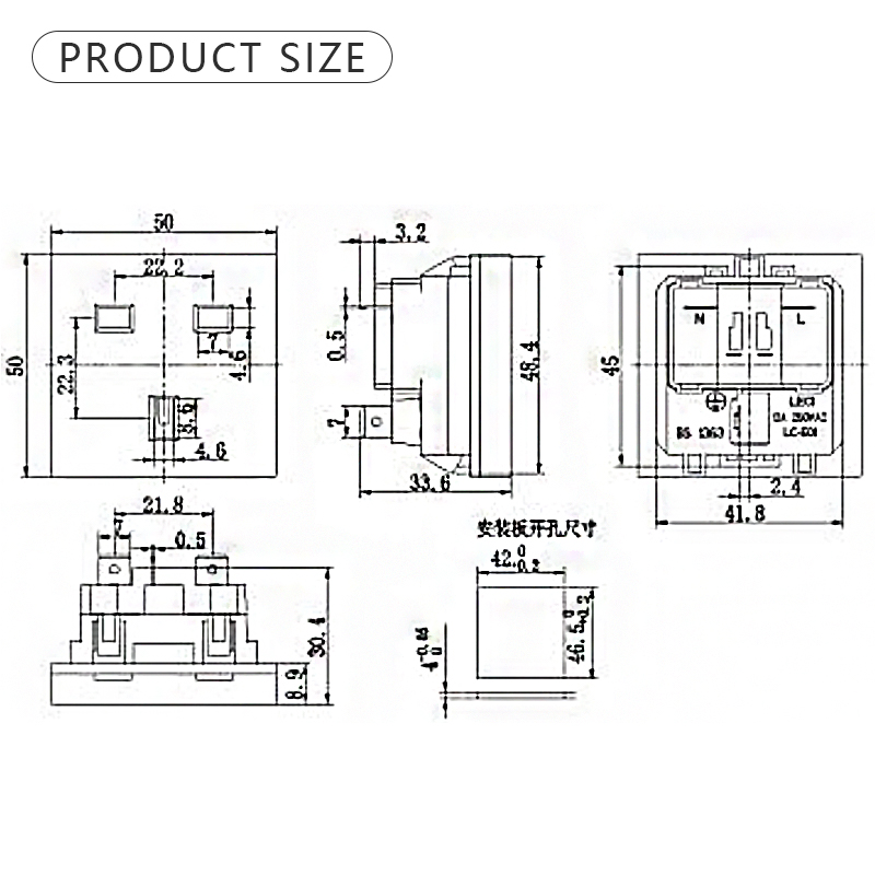 13A British Standard Cabinet Socket small British three hole PDU card type power socket4