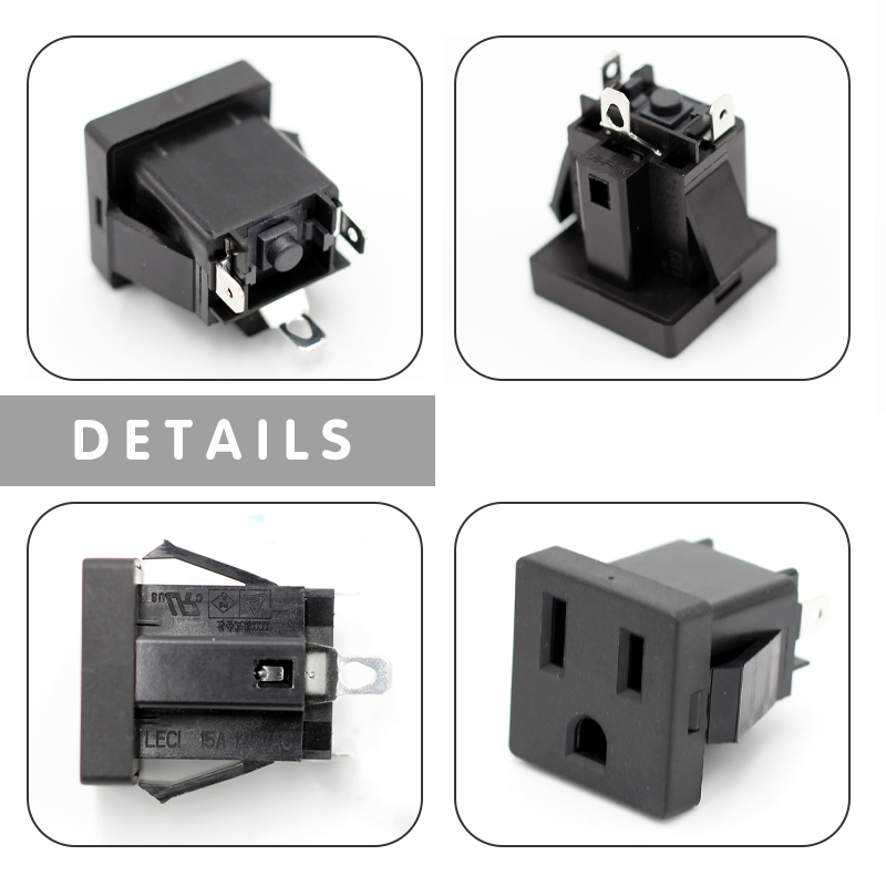 USA standard 15A 125V AC Panel mounted IEC black power socket American 3 prong socket for power strip4
