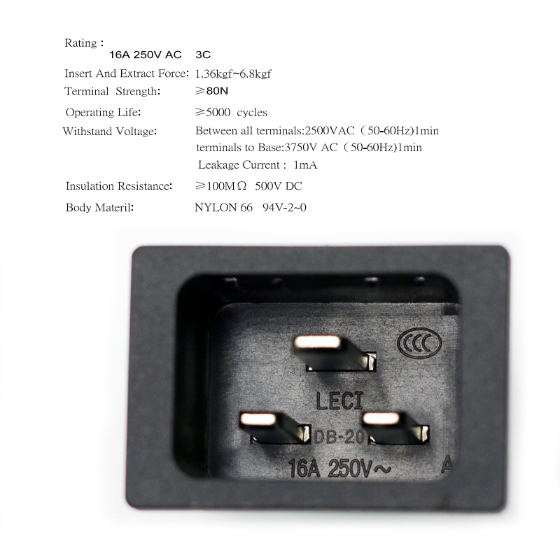 AC Inlet Power Socket IEC EN60320 C20 male Electrical Socket 16A 20A for PDU female connector2