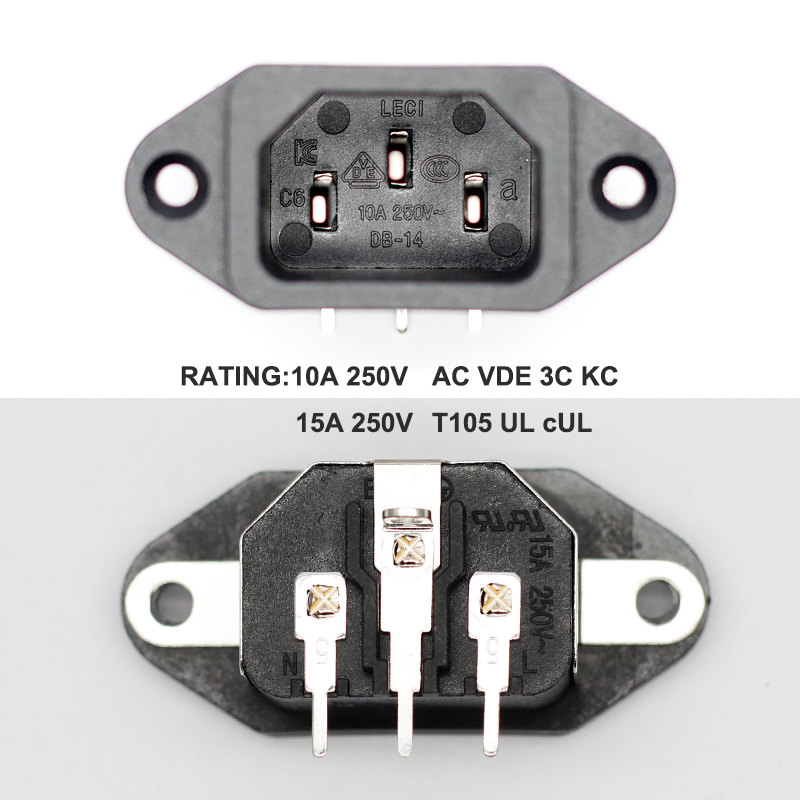 10A 15A IEC 320 C14 Panel Mount AC plug 3 PIN screw inlet electrical Charging Socket power socket With SPTE2