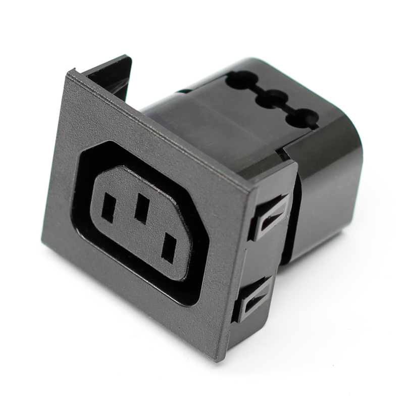 15A 10A IEC 320 C13 panel mount female connector locking Snap in power socket for PDU
