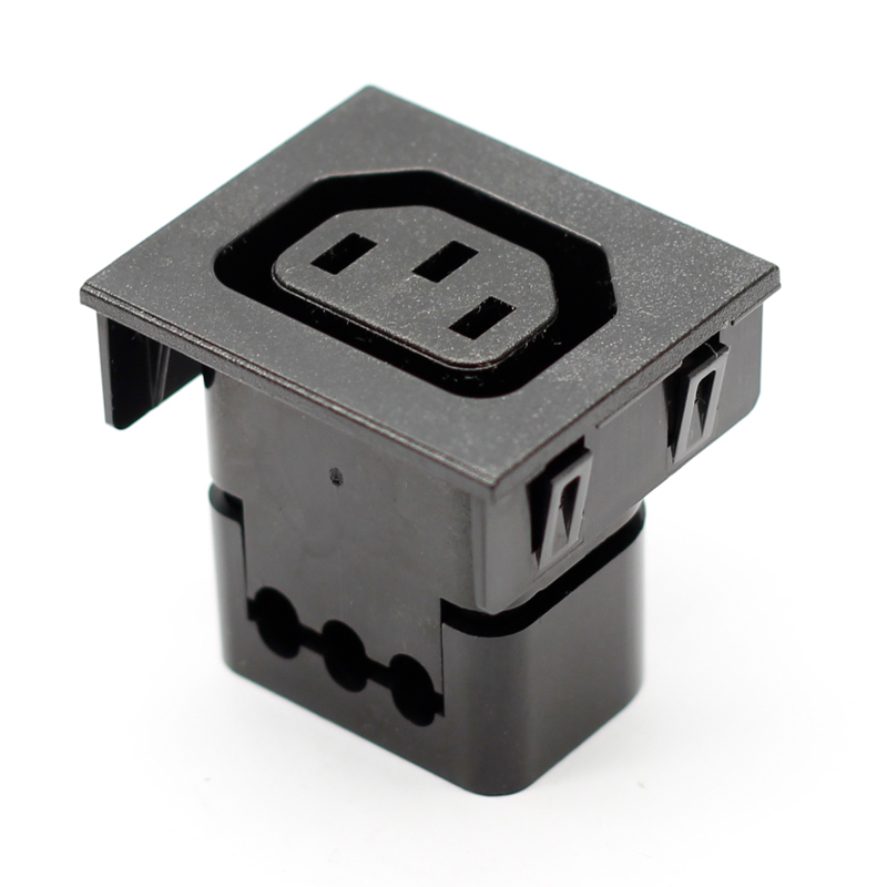 15A 10A IEC 320 C13 panel mount female connector locking Snap in power socket for PDU