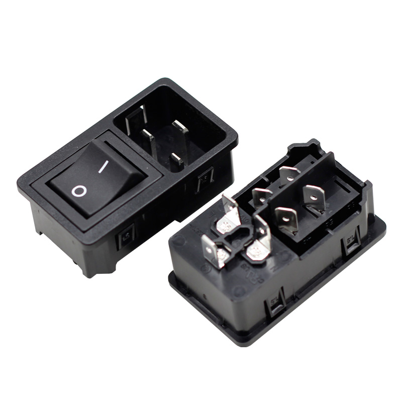 250V 20A black screw mount C20 male connector switch socket
