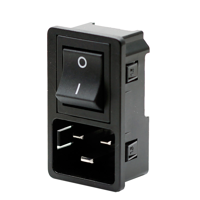 250V 20A black screw mount C20 male connector switch socket