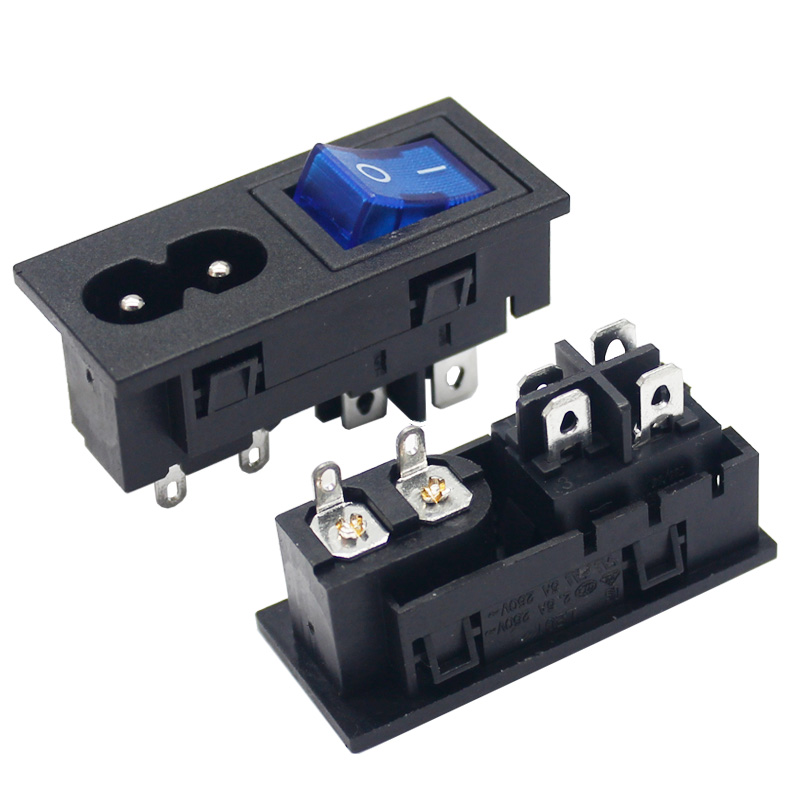 AC power socket C8 - word socket bending foot With switch 2 in 1 JEC