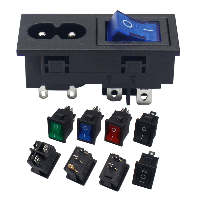 AC power socket C8 - word socket bending foot With switch 2 in 1 JEC2
