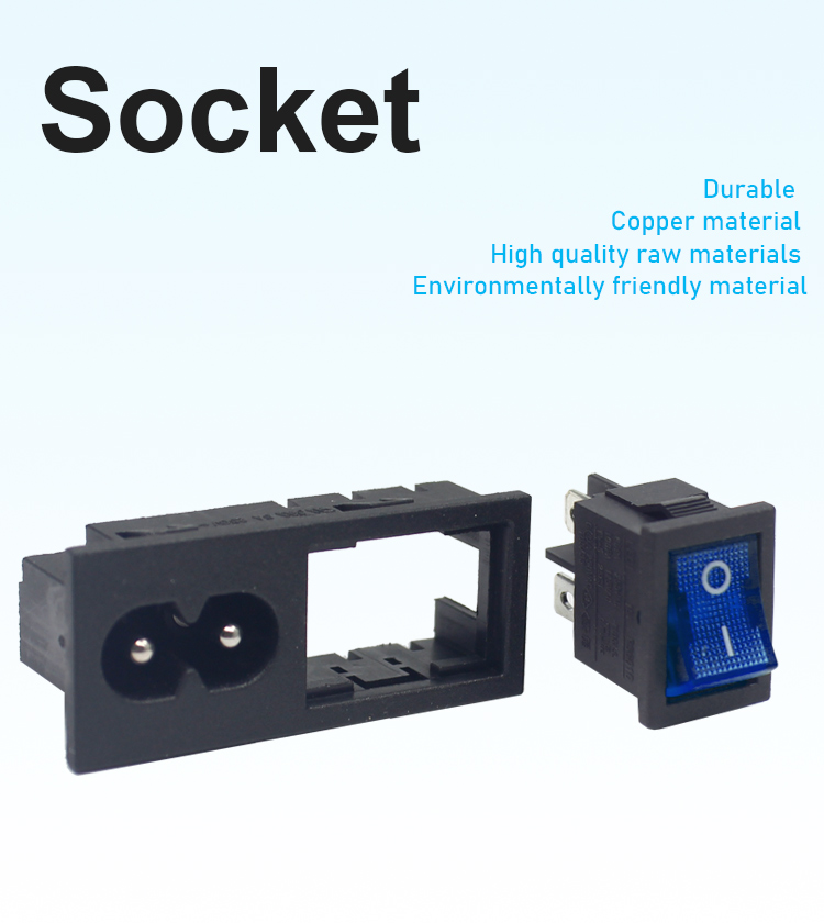 AC power socket C8 - word socket bending foot With switch 2 in 1 JEC3