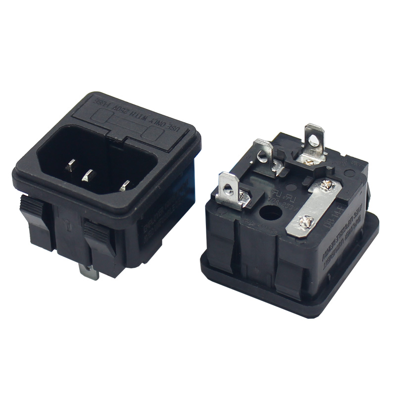 AC 250V 10A Panel Mount snap in IEC 320 C14 Inlet Socket With Fuse Holder