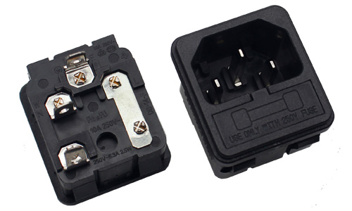 AC 250V 10A Panel Mount snap in IEC 320 C14 Inlet Socket With Fuse Holder3