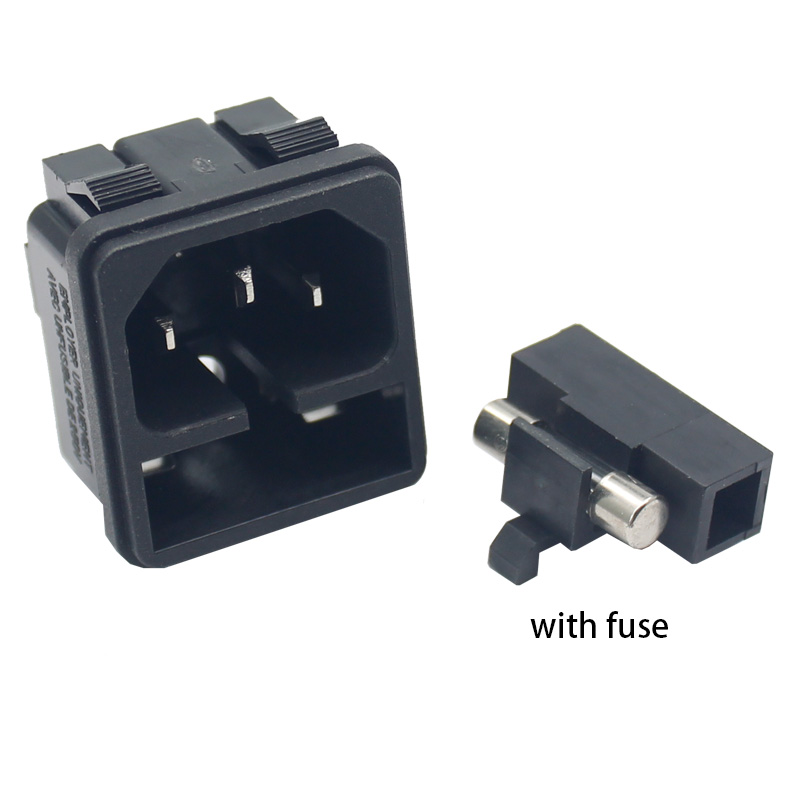 AC 250V 10A Panel Mount snap in IEC 320 C14 Inlet Socket With Fuse Holder2