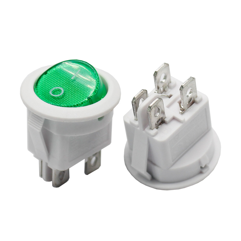 RS601 green light 4pin on off round rocker switches