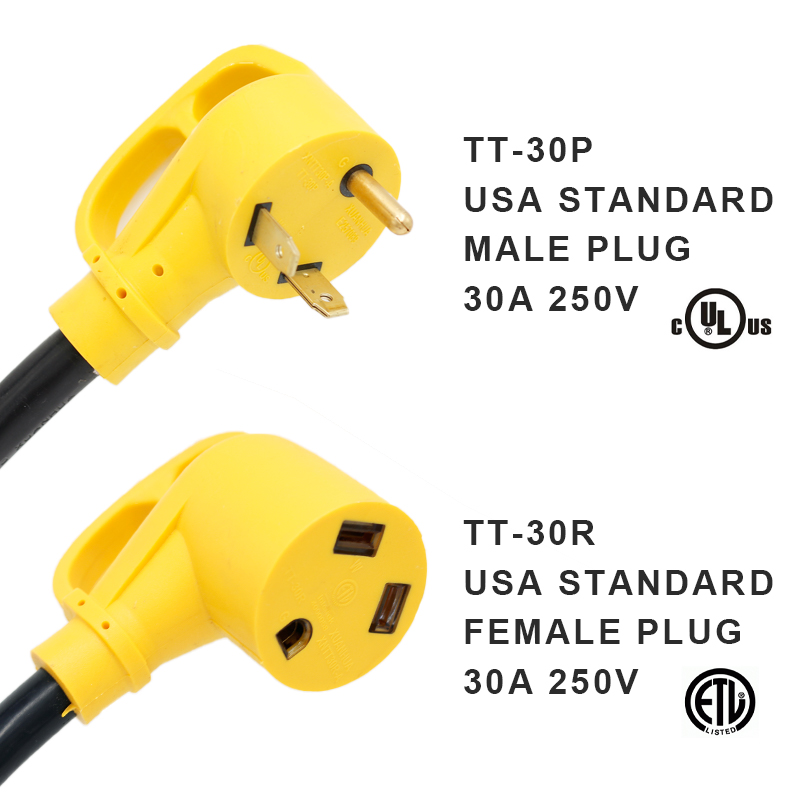 Heavy Duty 30 Amp RV/EV Extension Cord with 1 split to 2 Adapter 10 AWG USA Power Cord Extension Cable2