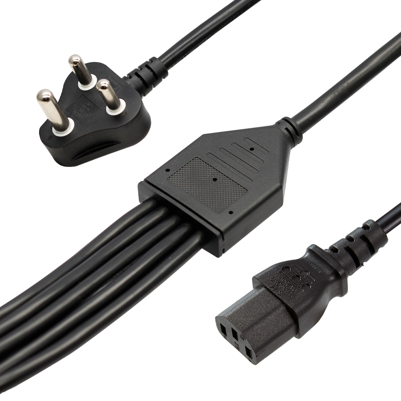 Large South African Power Cords 3 round pin Indian Sri Lanka South Africa split to 5 IEC C13 ac power cord cable extension