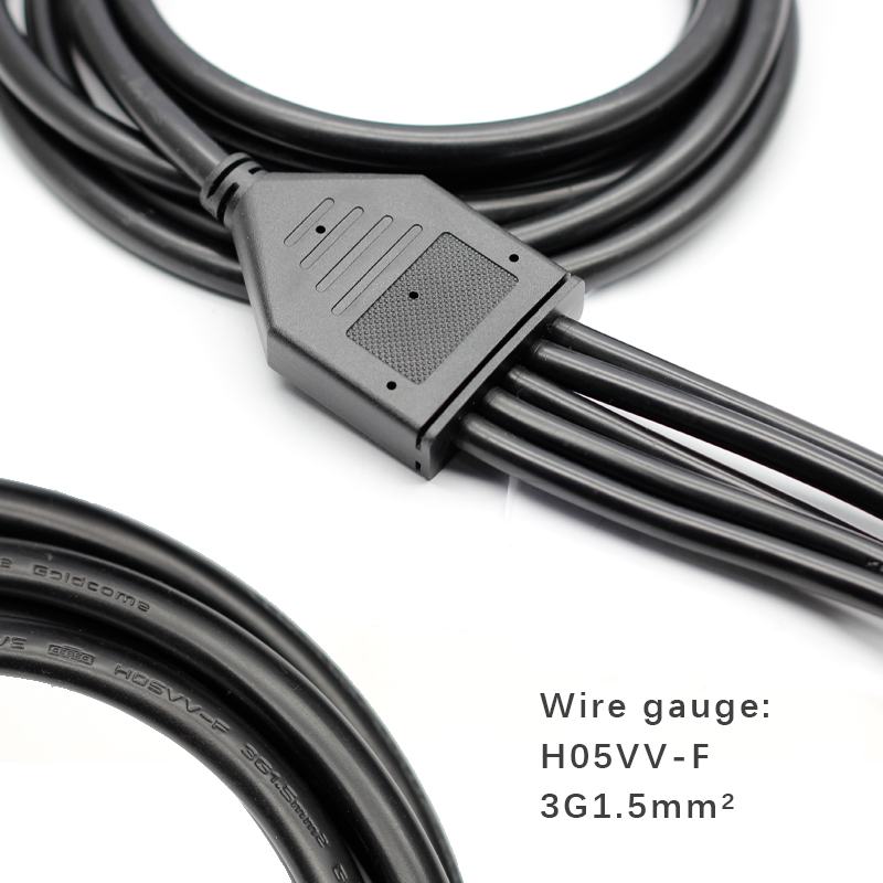 Large South African Power Cords 3 round pin Indian Sri Lanka South Africa split to 5 IEC C13 ac power cord cable extension4
