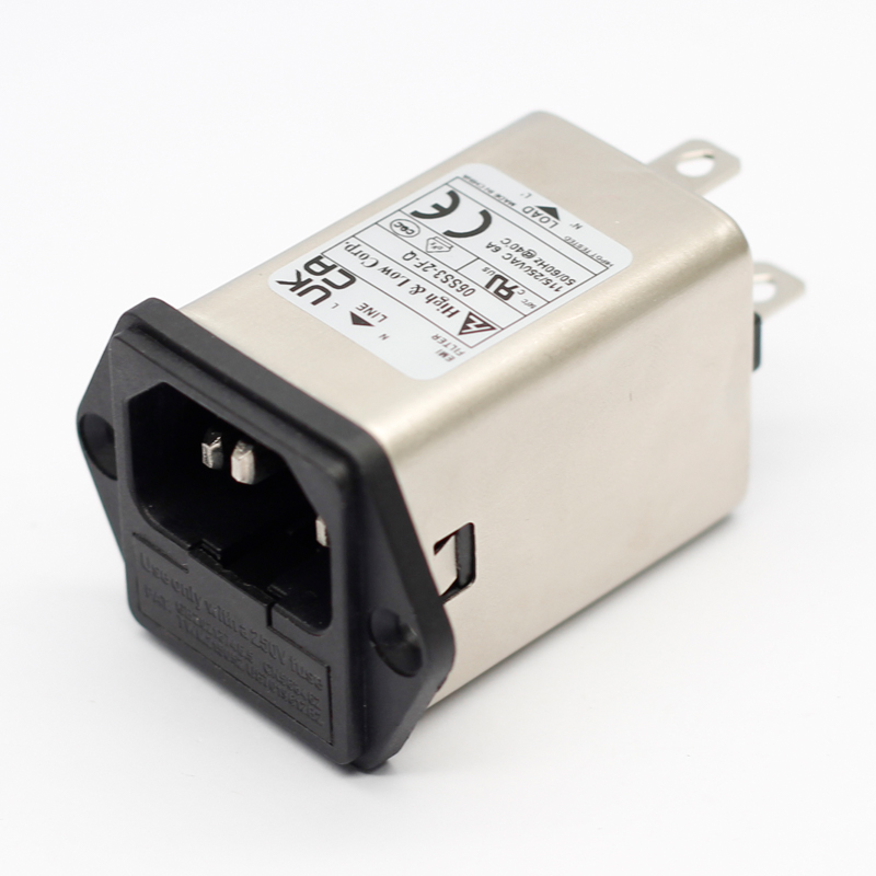 Fast-on Terminal Power Entry Module Filters 6A EMI Double Fuse Holder Power Filter With IEC C14 Power Socket