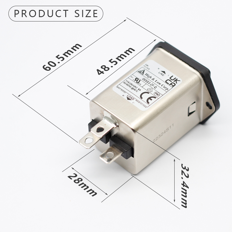 Fast-on Terminal Power Entry Module Filters 6A EMI Double Fuse Holder Power Filter With IEC C14 Power Socket2
