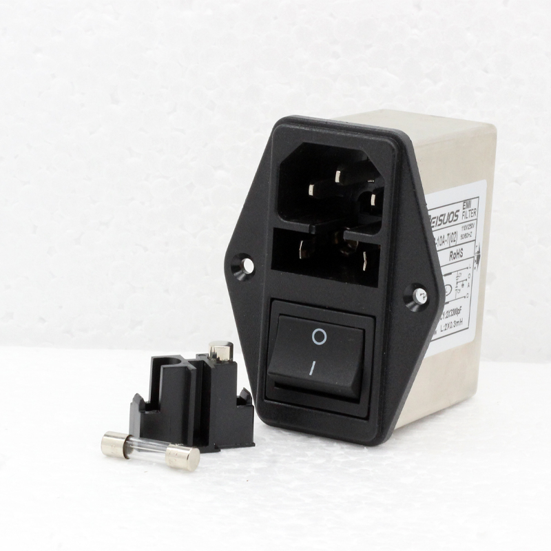 Power entry Module double IEC 320 C14 AC socket EMI EMC noise filter with boat switch with double fuse holder4