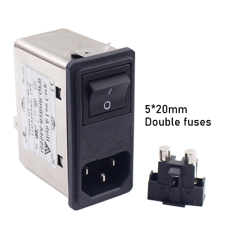 Snap-in version of power entry module with noise filter IEC320 C14 SOCKET ROCKET 2FUSE HOLDER2