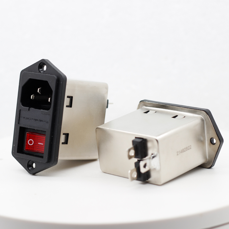 6A Power inlet module C14 EMI filter screw mounted 2 fuses noise filter for industrial application