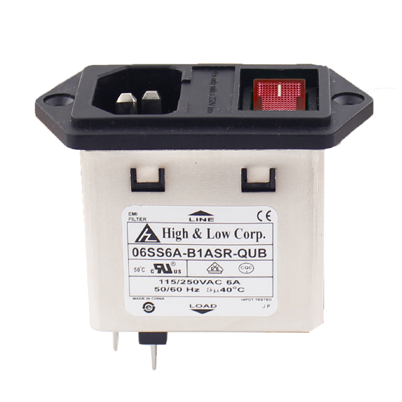 6A Power inlet module C14 EMI filter screw mounted 2 fuses noise filter for industrial application5