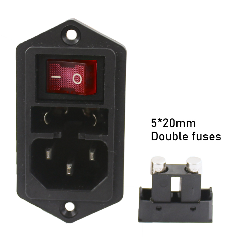 6A Power inlet module C14 EMI filter screw mounted 2 fuses noise filter for industrial application3