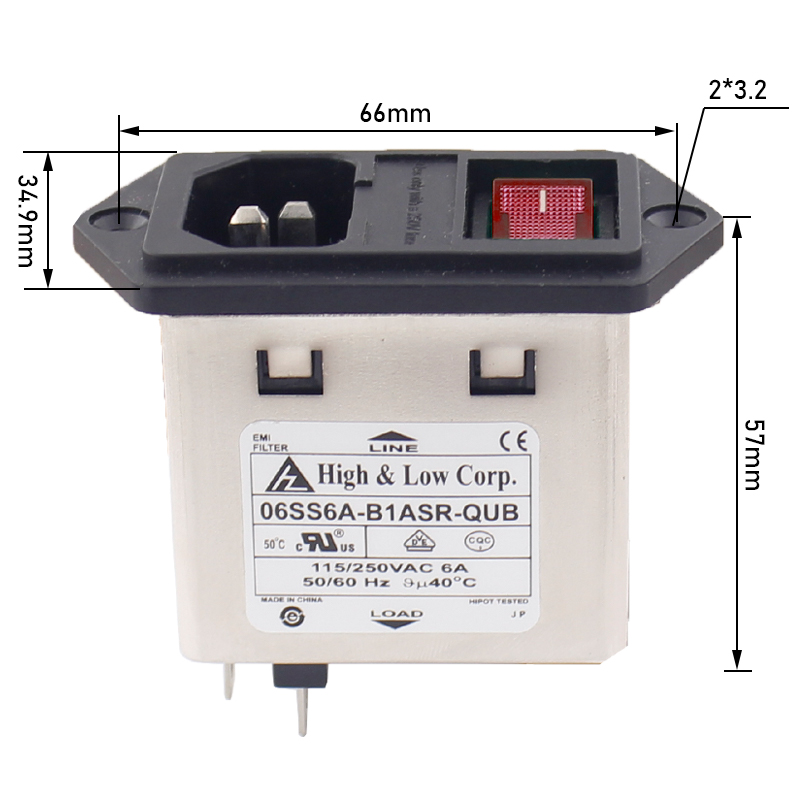 6A Power inlet module C14 EMI filter screw mounted 2 fuses noise filter for industrial application2