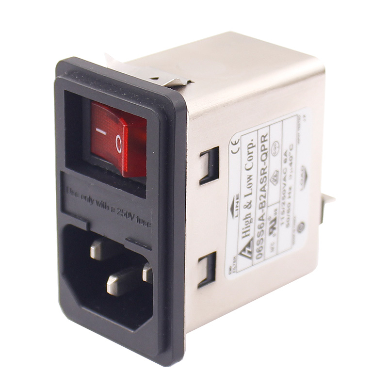 Snap in version double fuse EMI filter IEC 320 C14 socket filter with rocker switch mini size