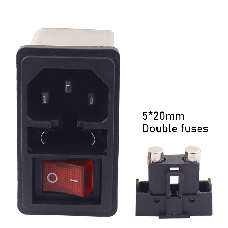 Snap in version double fuse EMI filter IEC 320 C14 socket filter with rocker switch mini size2