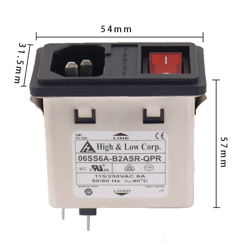 Snap in version double fuse EMI filter IEC 320 C14 socket filter with rocker switch mini size