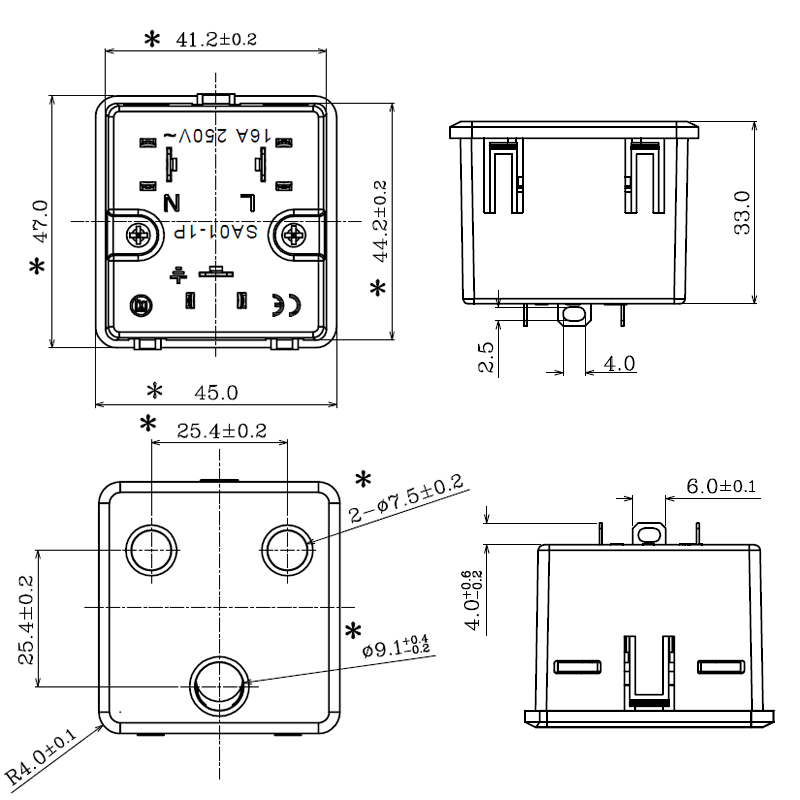 Desktop Snap In aluminium Electrical flip cable cubby socket with South African power box2
