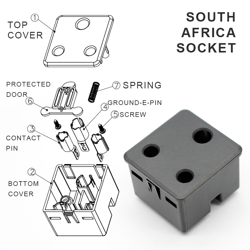 Desktop Snap In aluminium Electrical flip cable cubby socket with South African power box