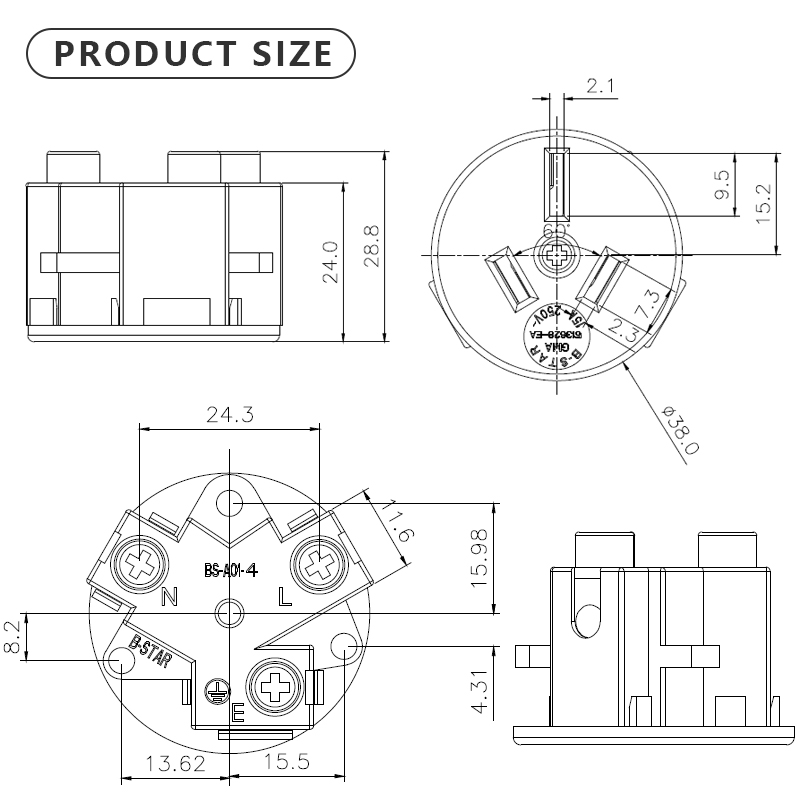 Australia Outdoor Screw In Industry Power Socket 15A 250V New Zealand AU Desktop Power Outlet Black
