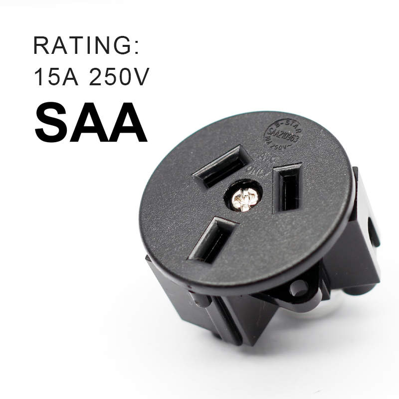 Australia Outdoor Screw In Industry Power Socket 15A 250V New Zealand AU Desktop Power Outlet Black2