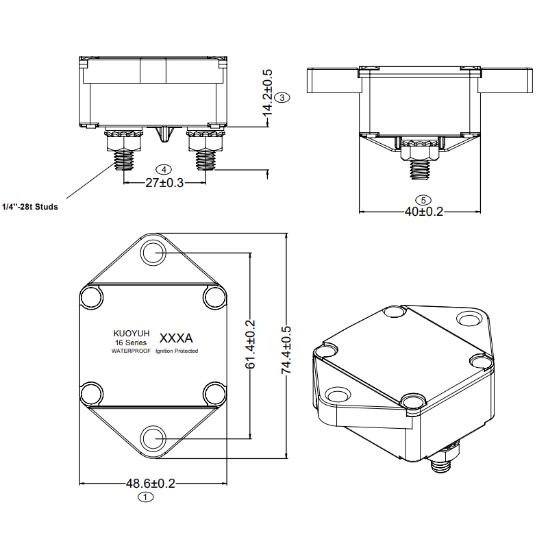 12V- 48V Boat Trolling Auto Reset Circuit Breaker4