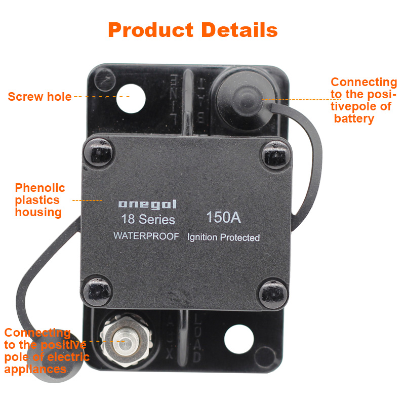 30A 40A 50A 60A 70A 80A 100A 120A 150A 200A AMP Fuse Reset 12-48V DC Car Boat Auto Waterproof Circuit Breaker2