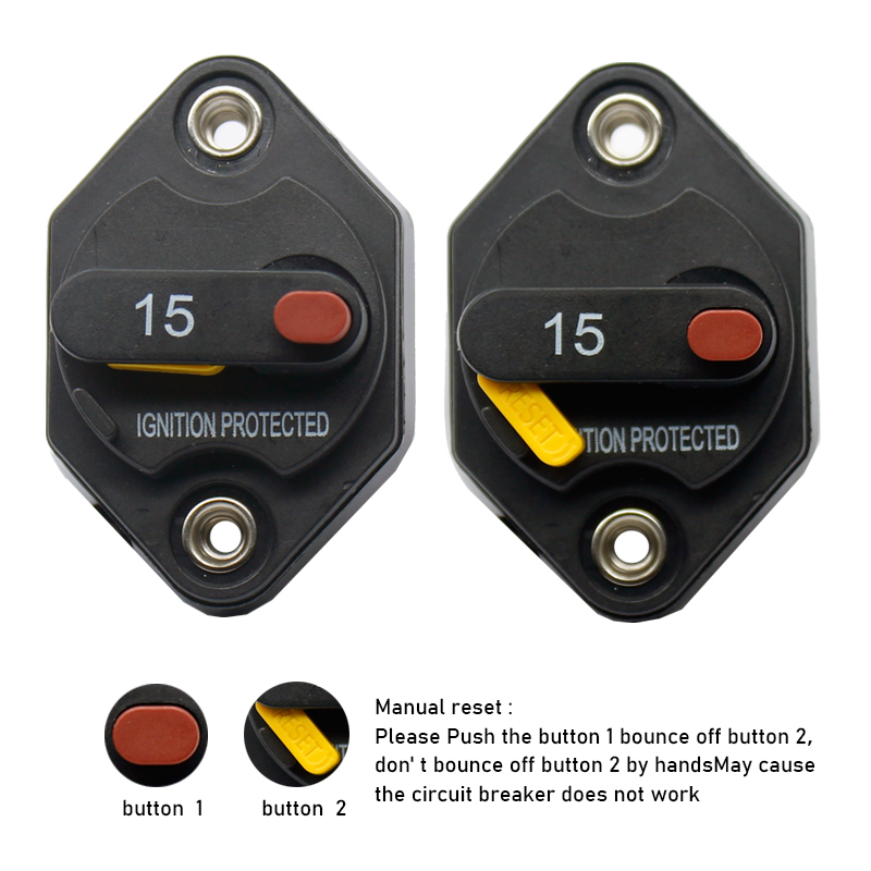 15A caravan manual reset waterpoof Car/Boat bimetal automobile circuit breakers4