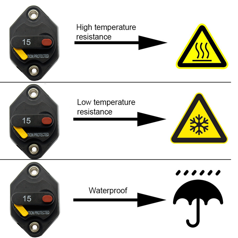 15A caravan manual reset waterpoof Car/Boat bimetal automobile circuit breakers5