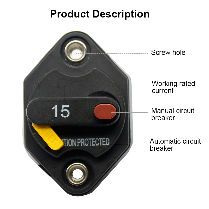 15A caravan manual reset waterpoof Car/Boat bimetal automobile circuit breakers3