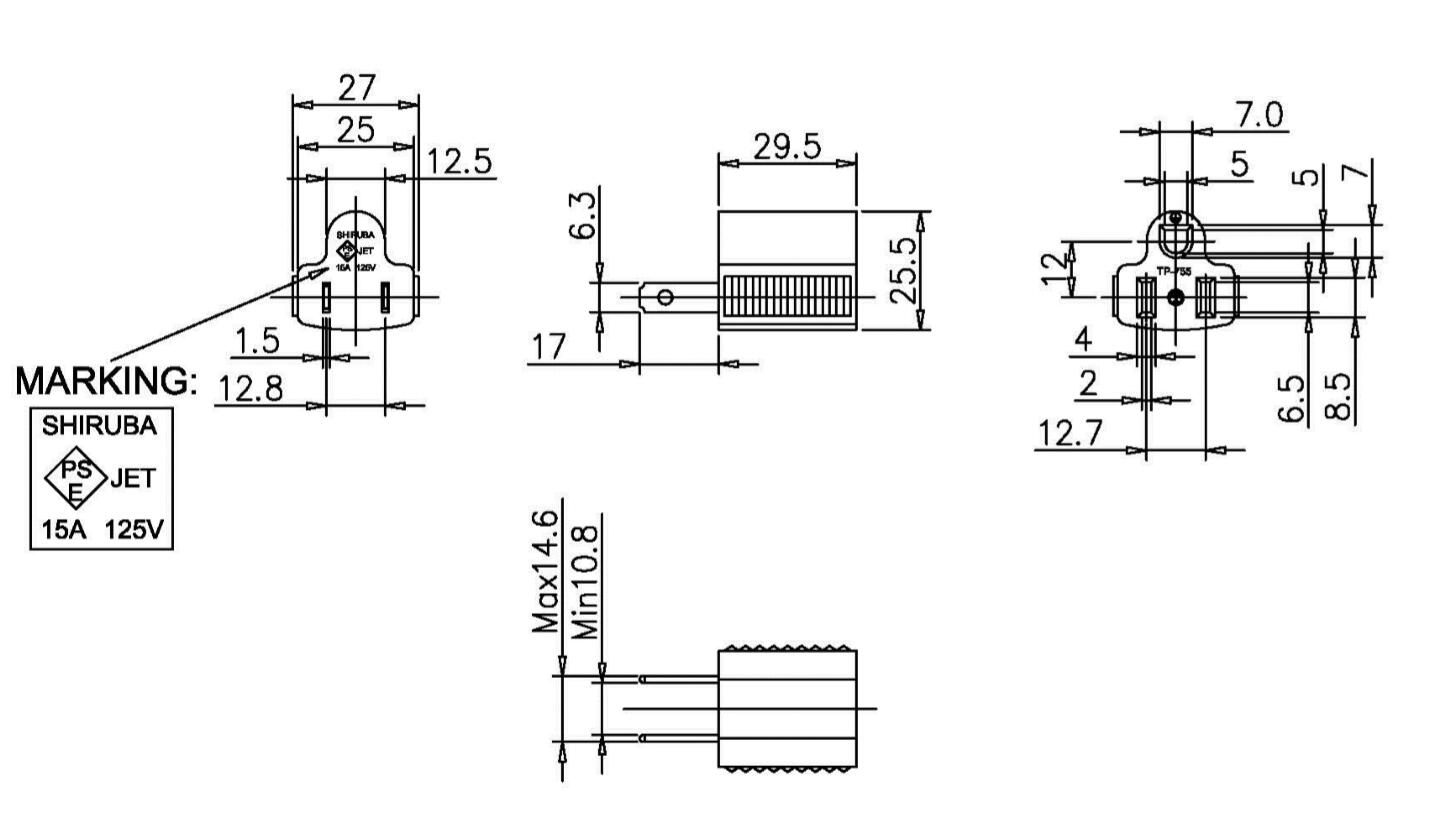 15A Japanese standard adapter AC Electrical Japanese power socket convertor Connector 2pin to 3pin Plug Adapter5