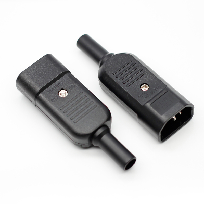 AC250V 10A 3 Pins Terminals Panel Mount IEC C14 Male + C13 Female Inline Adapter Plug Power Socket Connectors3