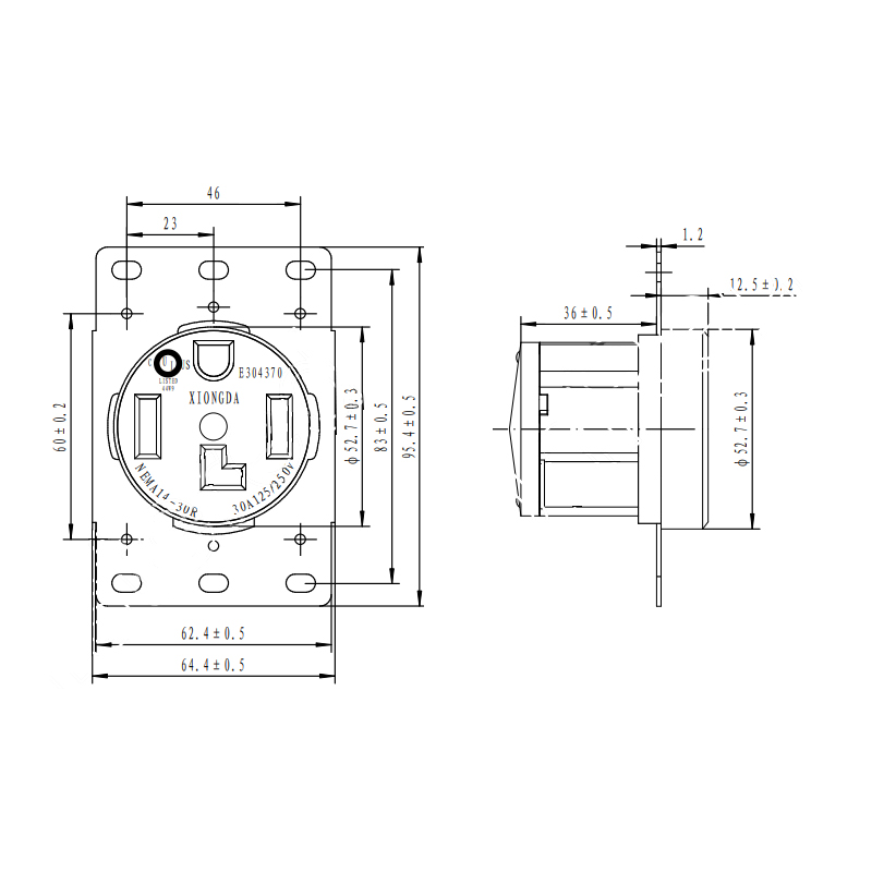 50A NEMA 14-50R RV and Electric Vehicles Range Receptacle Outlet