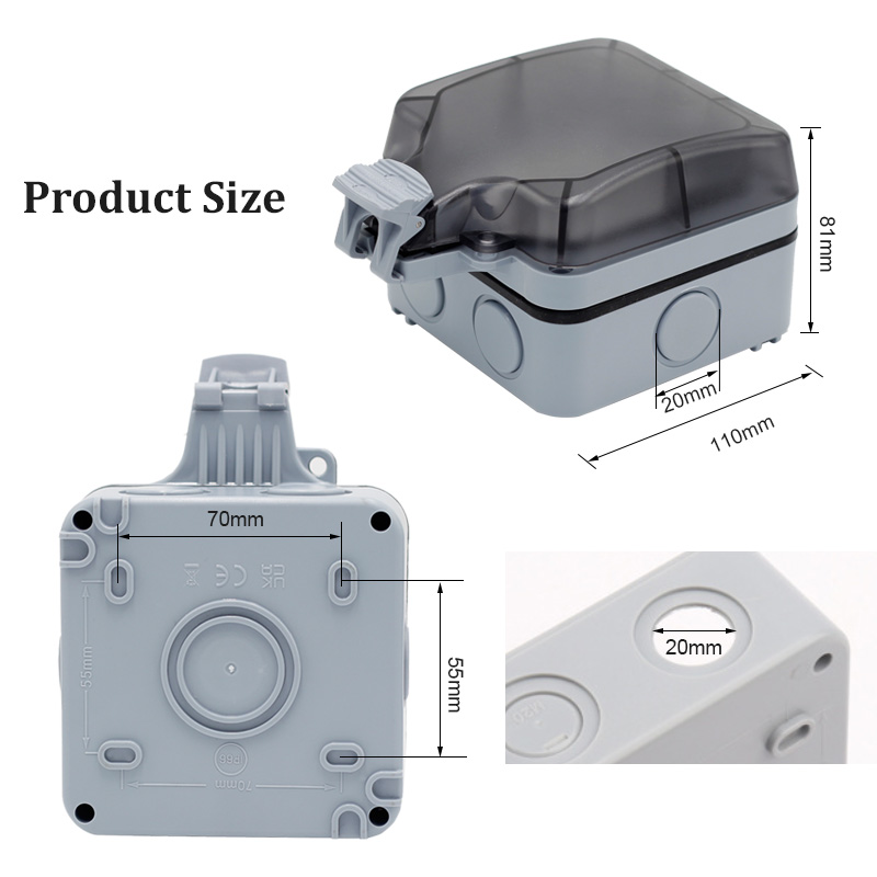 Outdoor NEMA 5-15R IP66 Weather&Dust Proof US Single Power Waterproof 16A Wall Socket3
