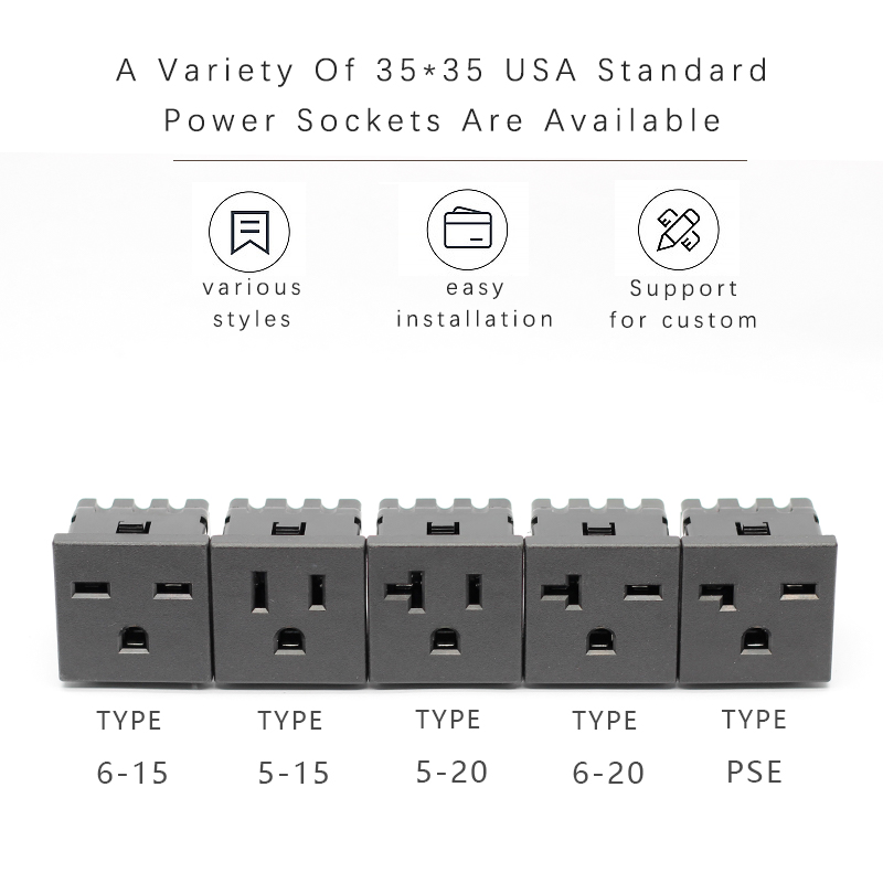 IEC 15A 125V AC power American US standard socket 3 PIN plug PDU socket connector5