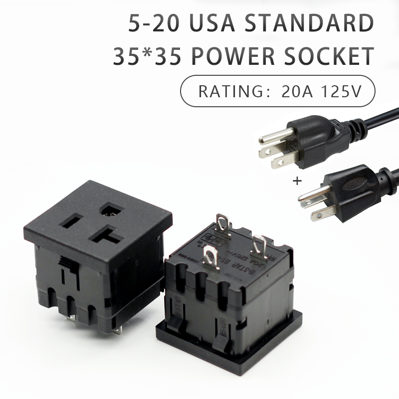 NEMA 5-20R 5-15R 20A US 3 Pins Power Socket Plug Panel Mount Type Female Connectors3