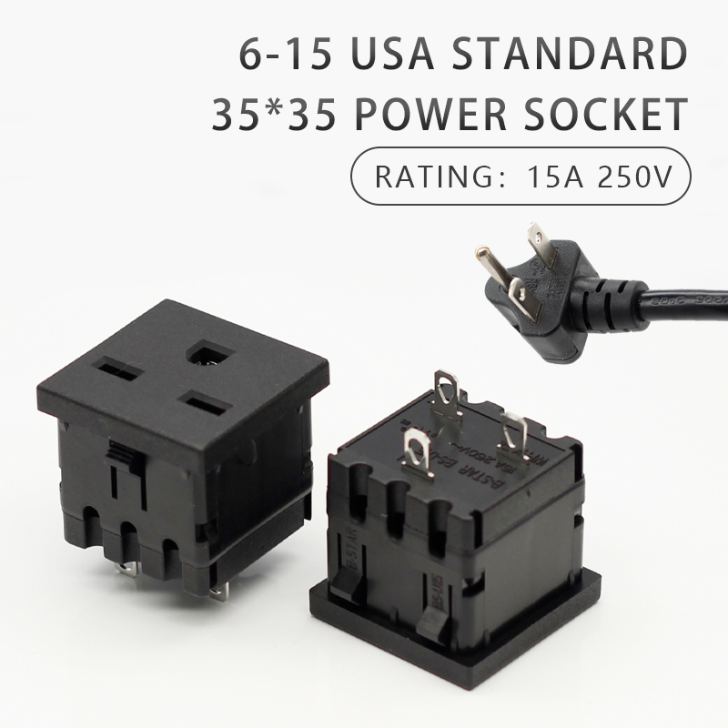Industrial US General NEMA 15A 6-15P US 3 Pins Panel Mount Connectors Power Socket3