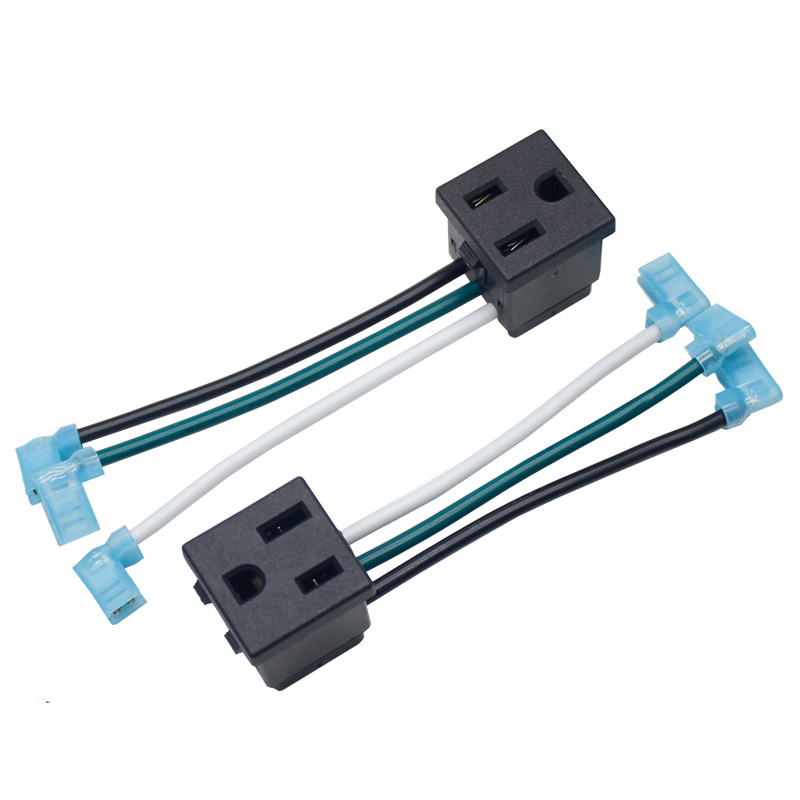 125V 15A black furniture power strip NMEA 5-15R socket