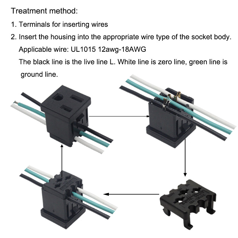 125V 15A black furniture power strip NMEA 5-15R socket4