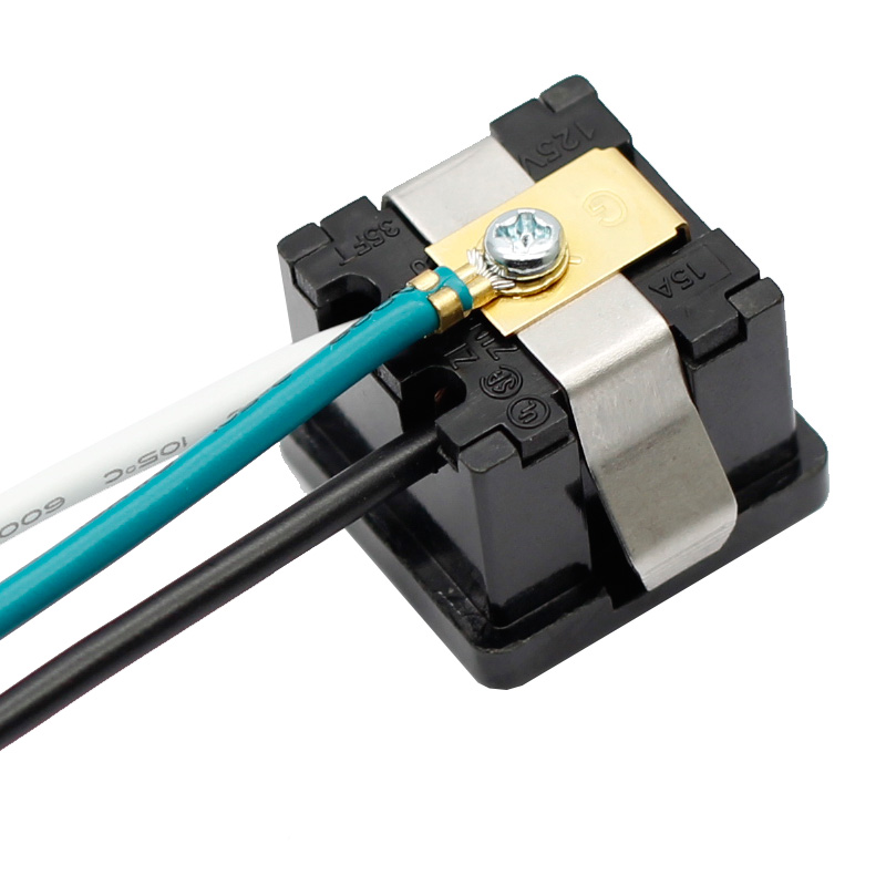 NEMA 5-15R 3PIN 16AWG Snap in portable power socket station outlet receptacle with wires4